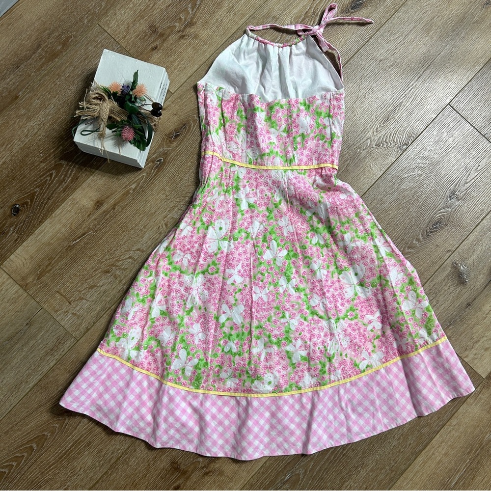 Lily Pulitzer Butterfly Gingham Cotton Lined Halter Dress Size 2 - Picture 4 of 10